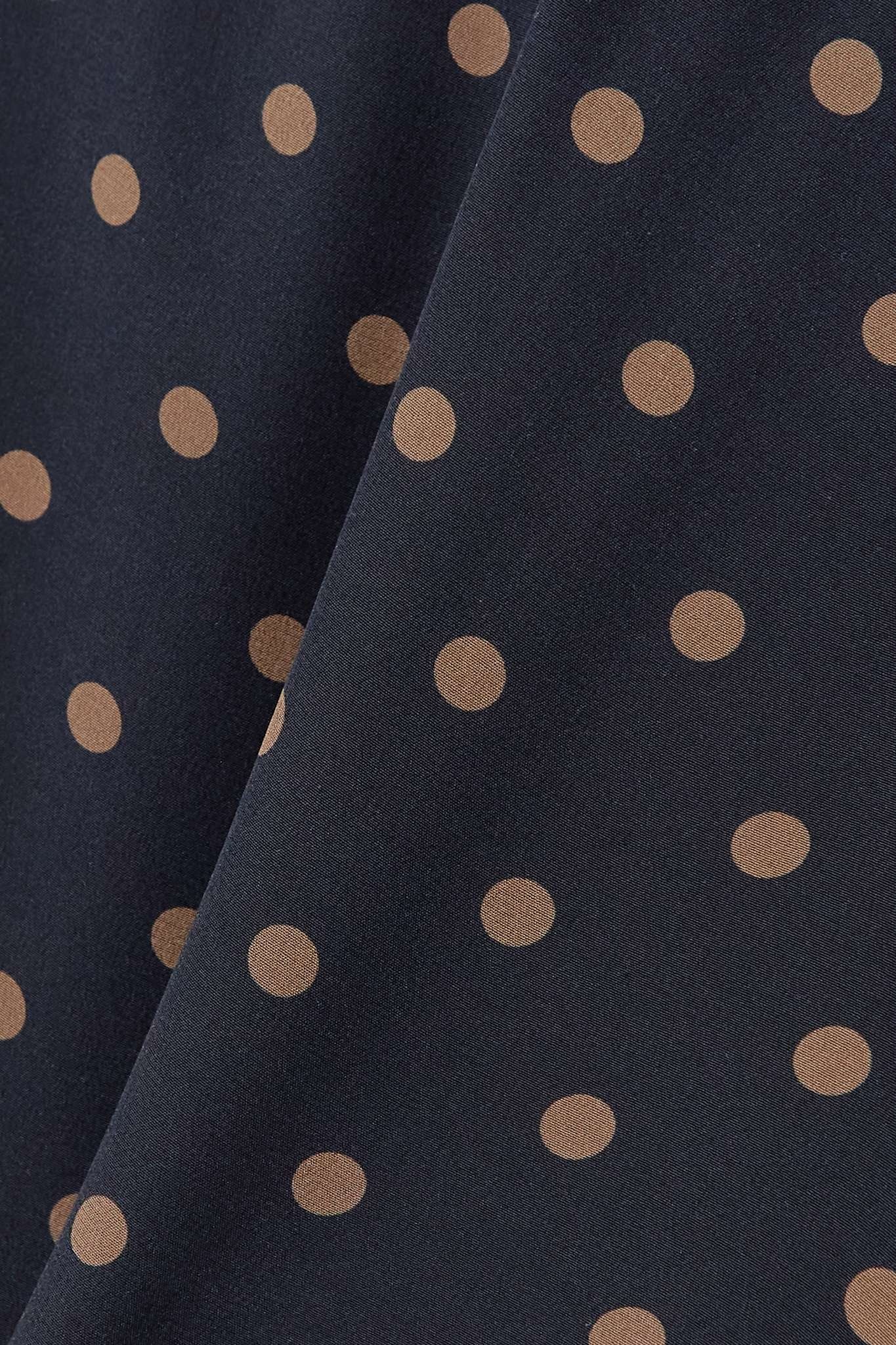 Asymmetric button-embellished polka-dot silk mini dress - 4