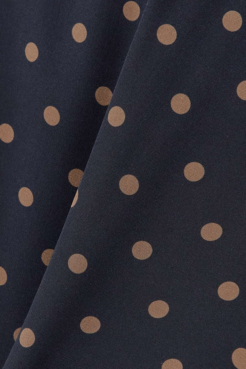 Asymmetric button-embellished polka-dot silk mini dress 4