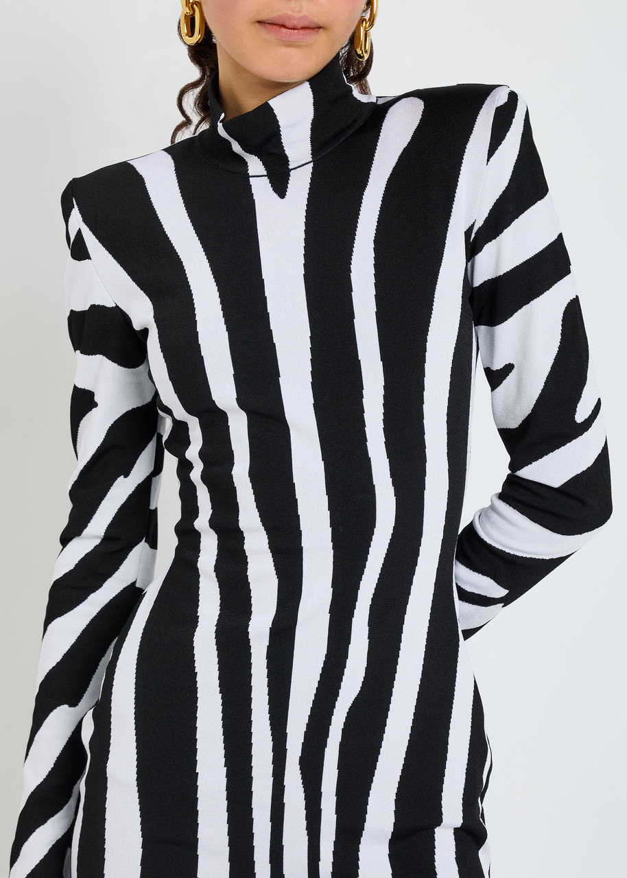 Balmain Zebra-intarsia Knit Mini Dress - 5