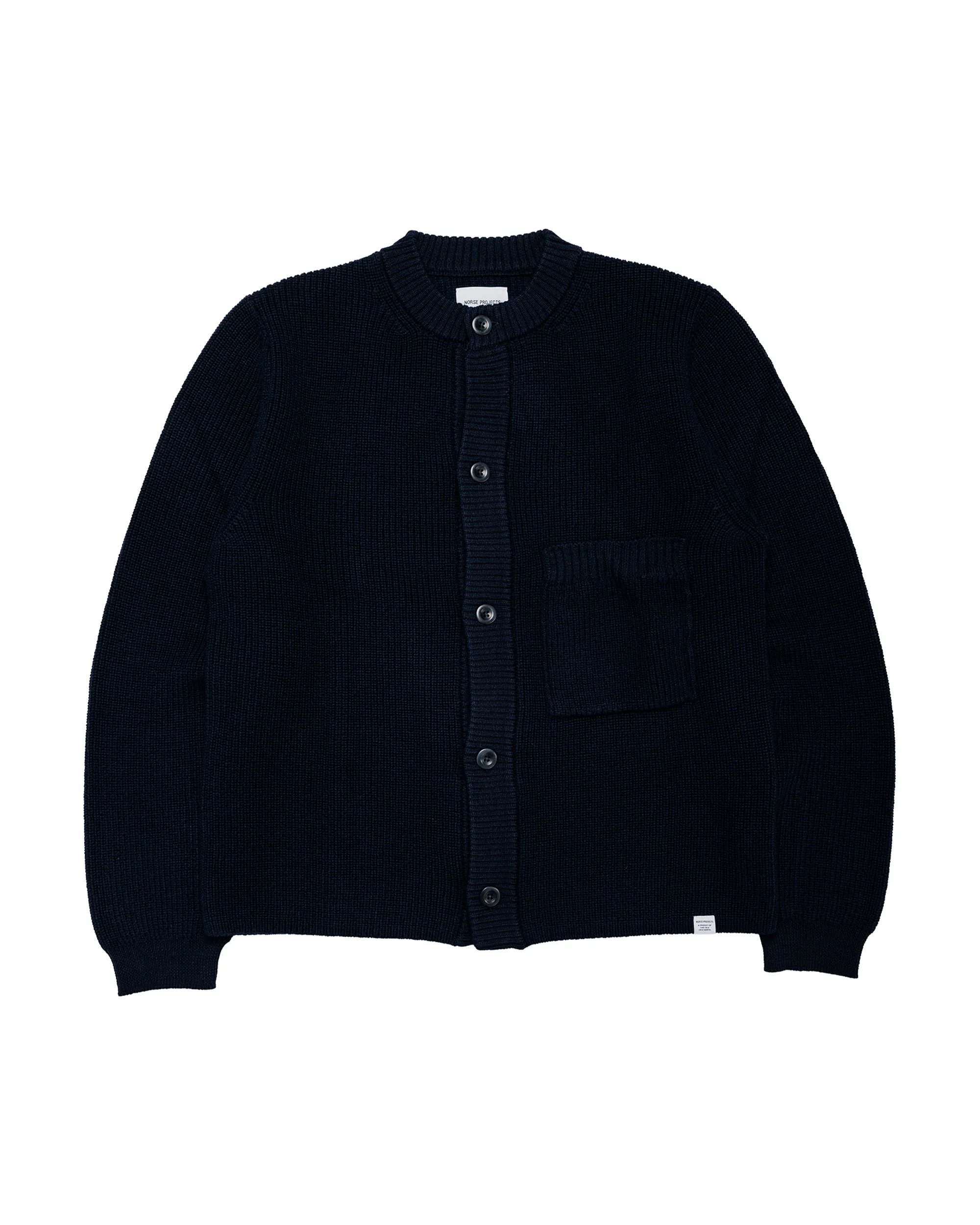 Gullverket Cotton Wool Rib Cardigan Dark Navy - 1
