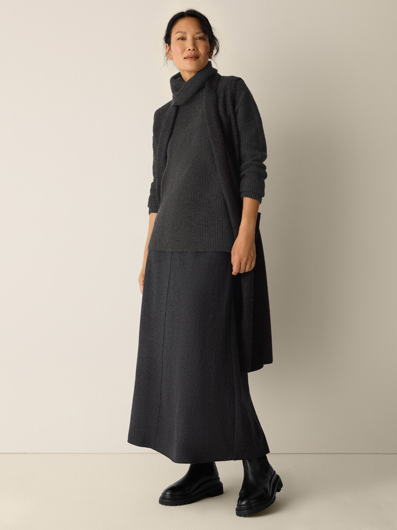 EILEEN FISHER Mélange Boiled Wool Jersey A-Line Skirt in Regenerative Wool outlook