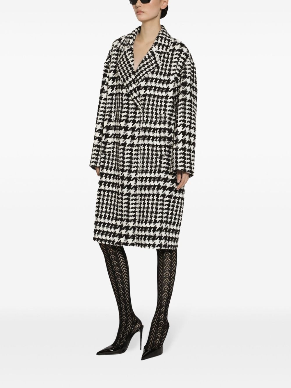 houndstooth-pattern coat - 3