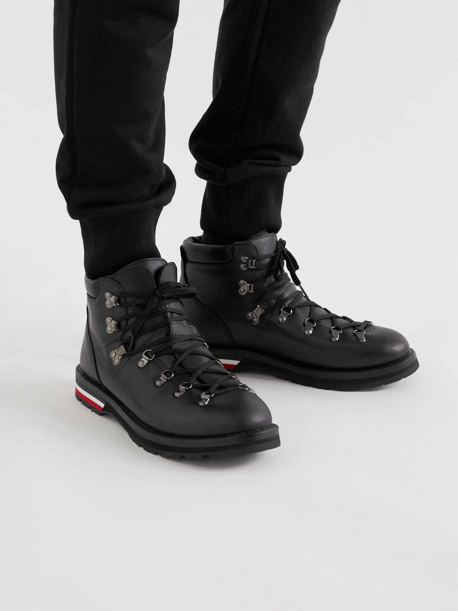 Striped Full-Grain Leather Boots Black - 3