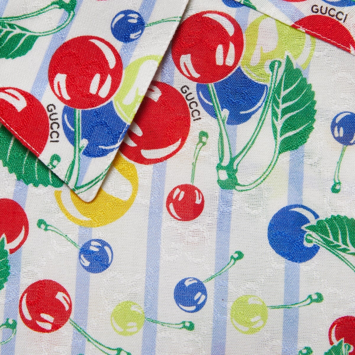 Gucci cherries striped print cotton shirt - 4