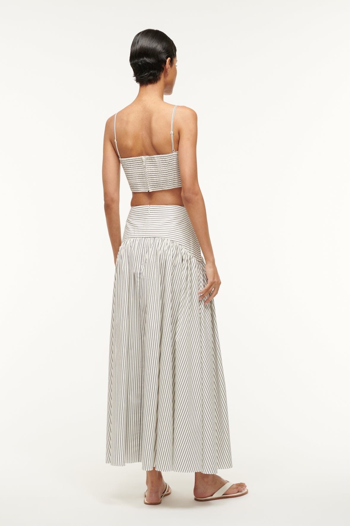 STAUD PROCIDA SKIRT IVORY MICRO STRIPE - 4