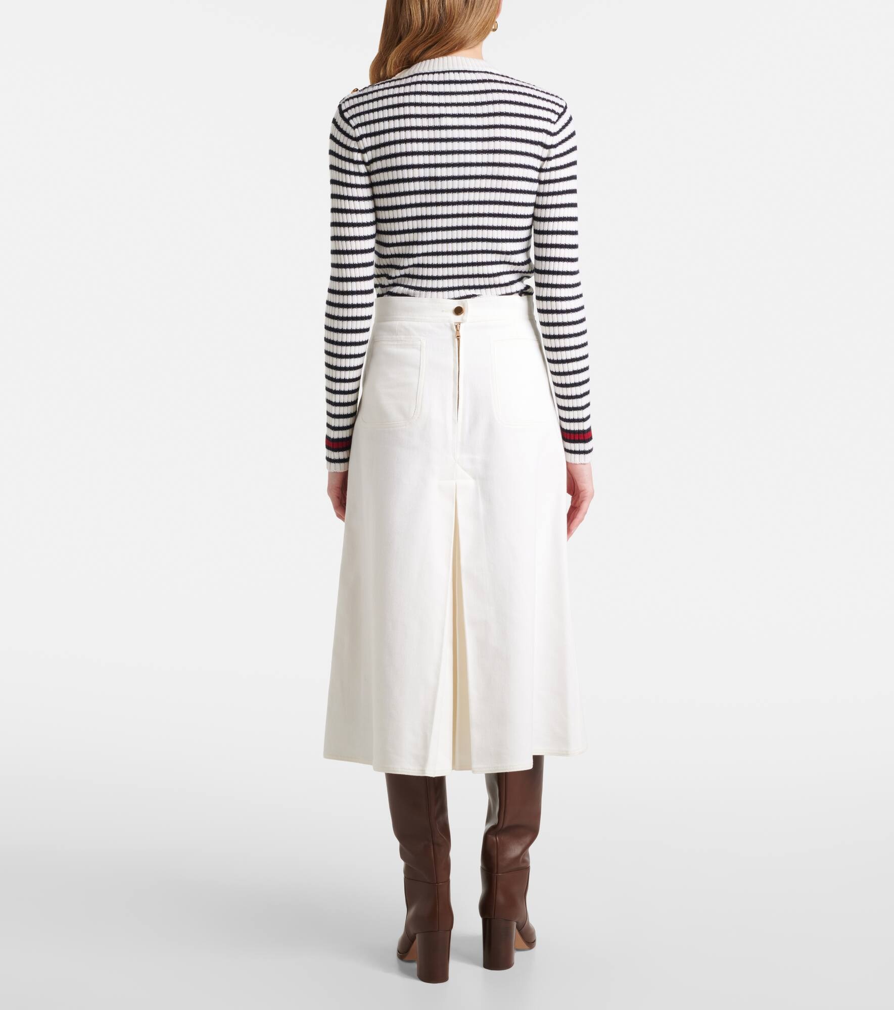 Renoir pleated cotton midi skirt - 3