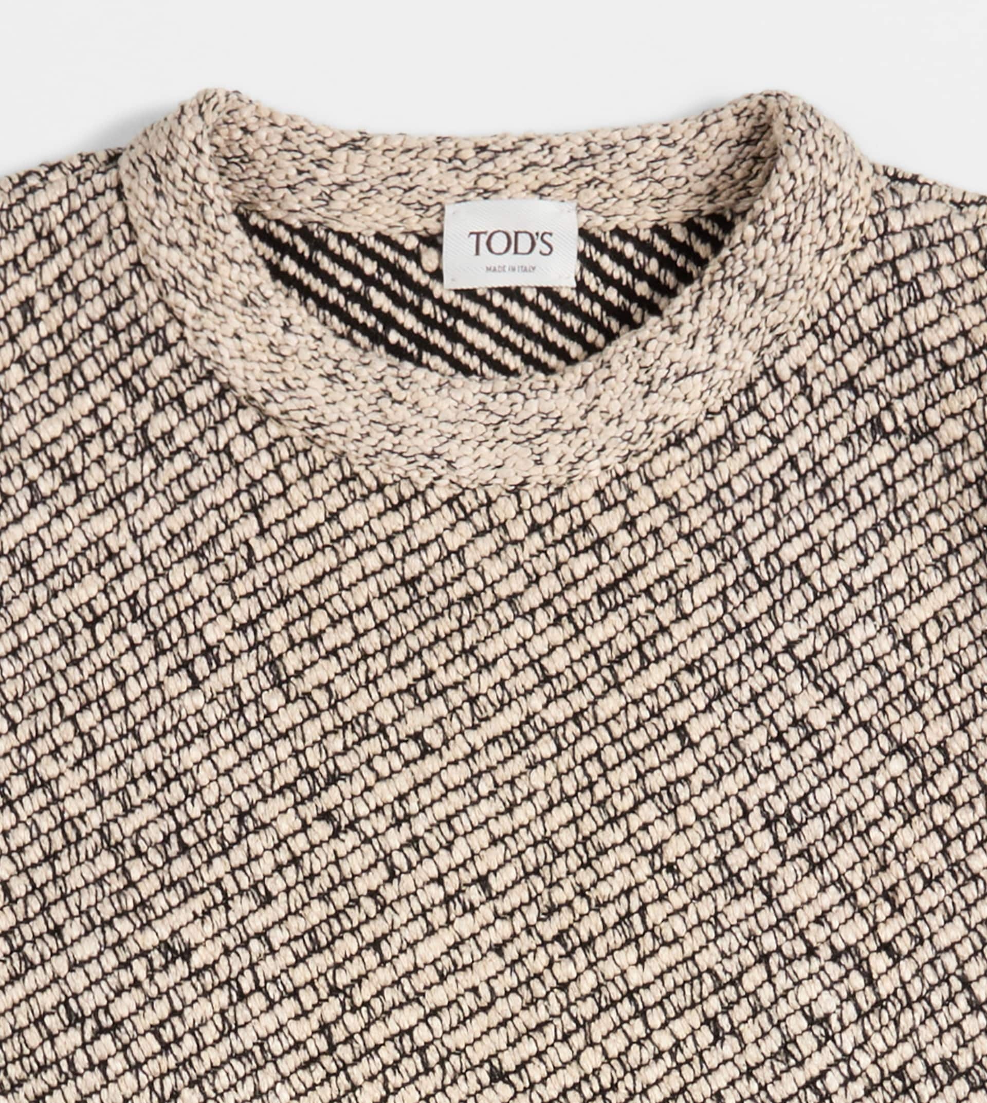 TOP IN MOULINÉ KNIT - BEIGE, BLACK - 7
