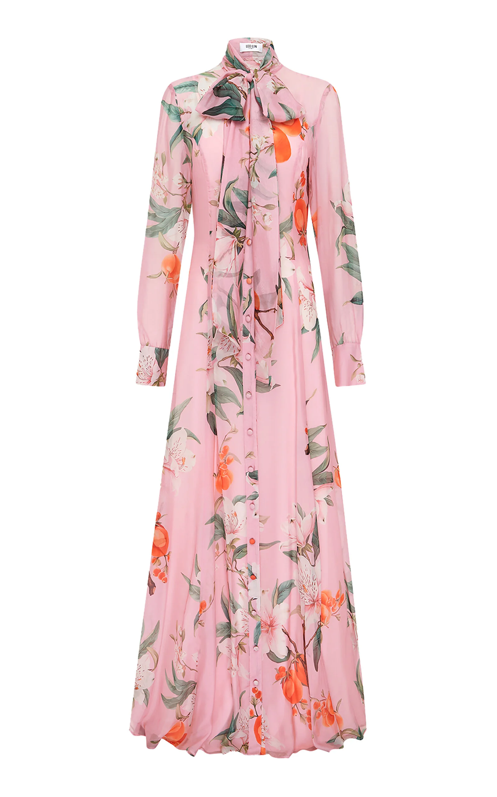 Lilith Button-Front Chiffon Maxi Dress pink - 1