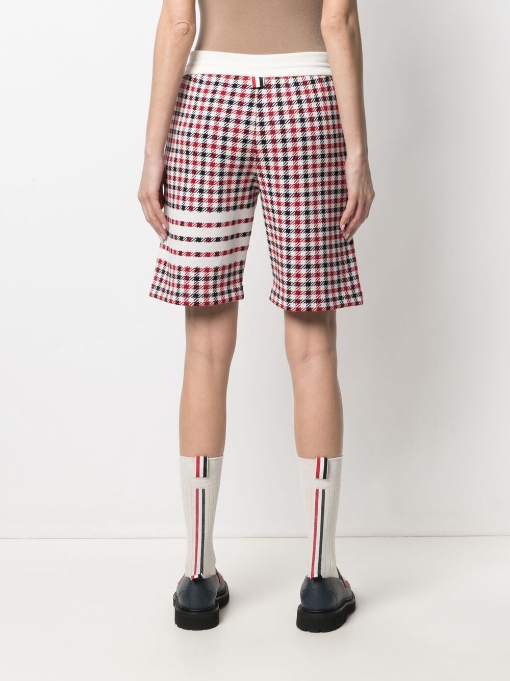 check-pattern logo-patch shorts - 4