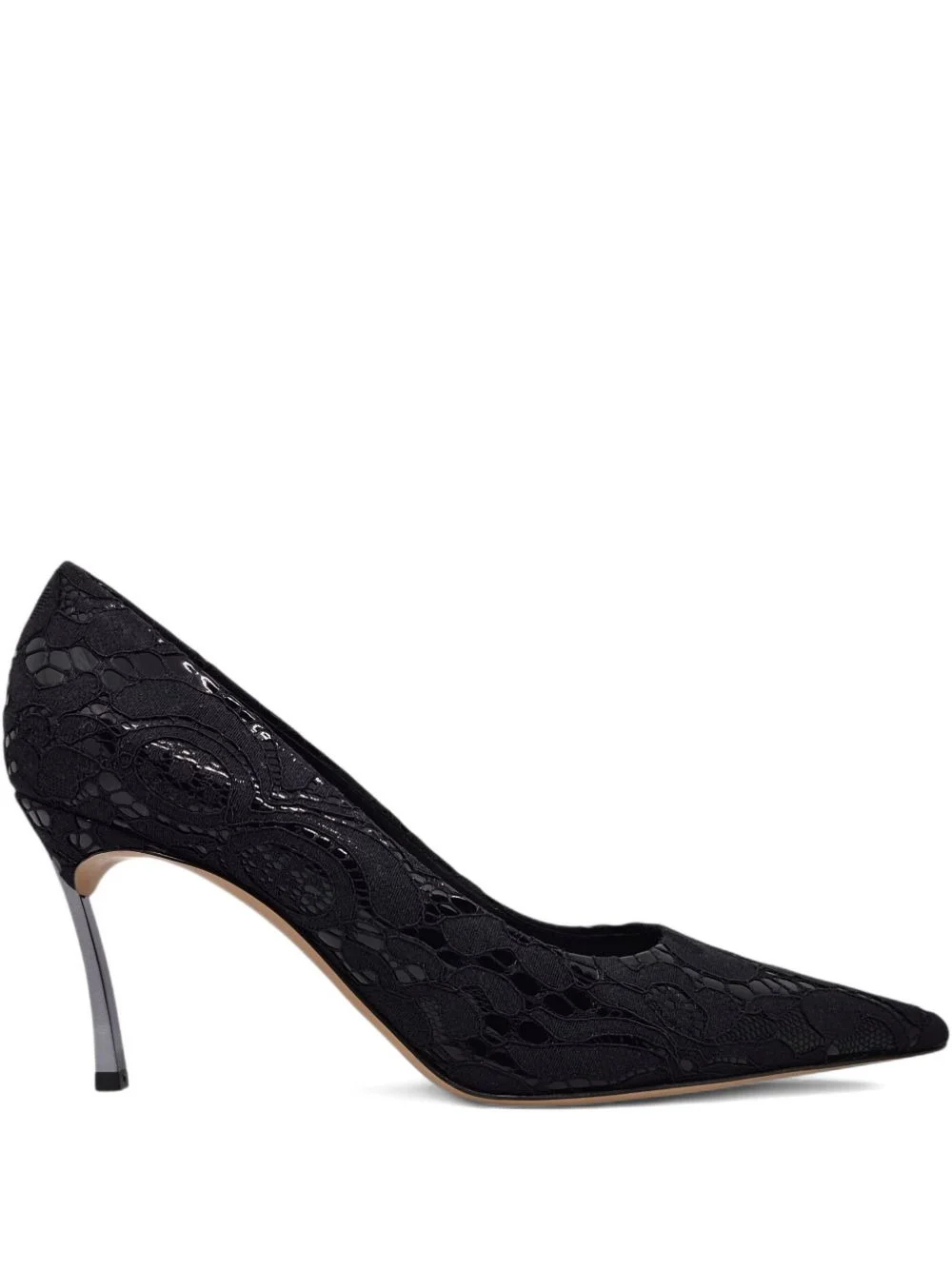 lace pointed-toe pumps - 1