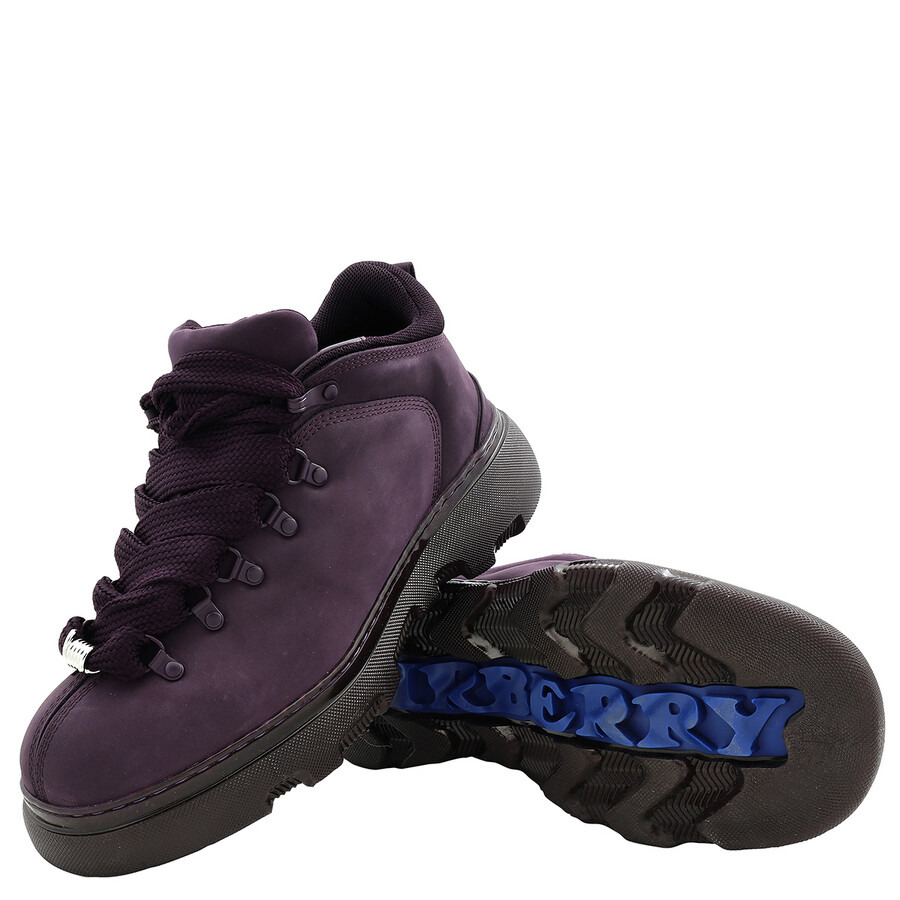 Burberry Men's Aubergine Lace-Up Leather Trek Ankle Boots - 2