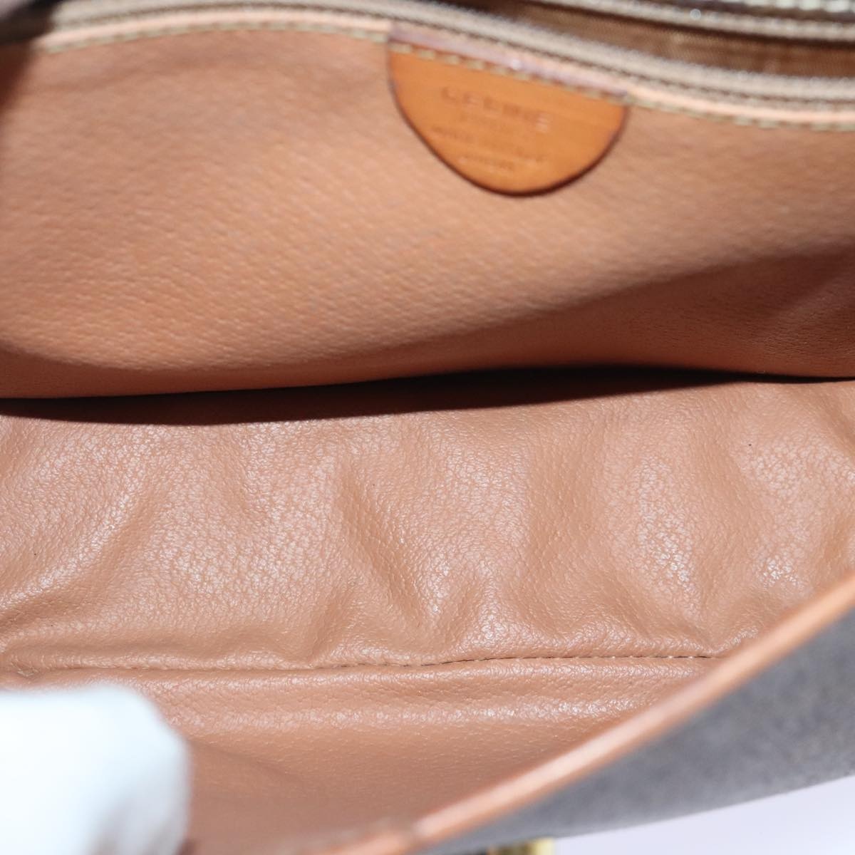 CELINE Macadam Canvas Circle Shoulder Bag Pvc Leather Brown Gold - 10