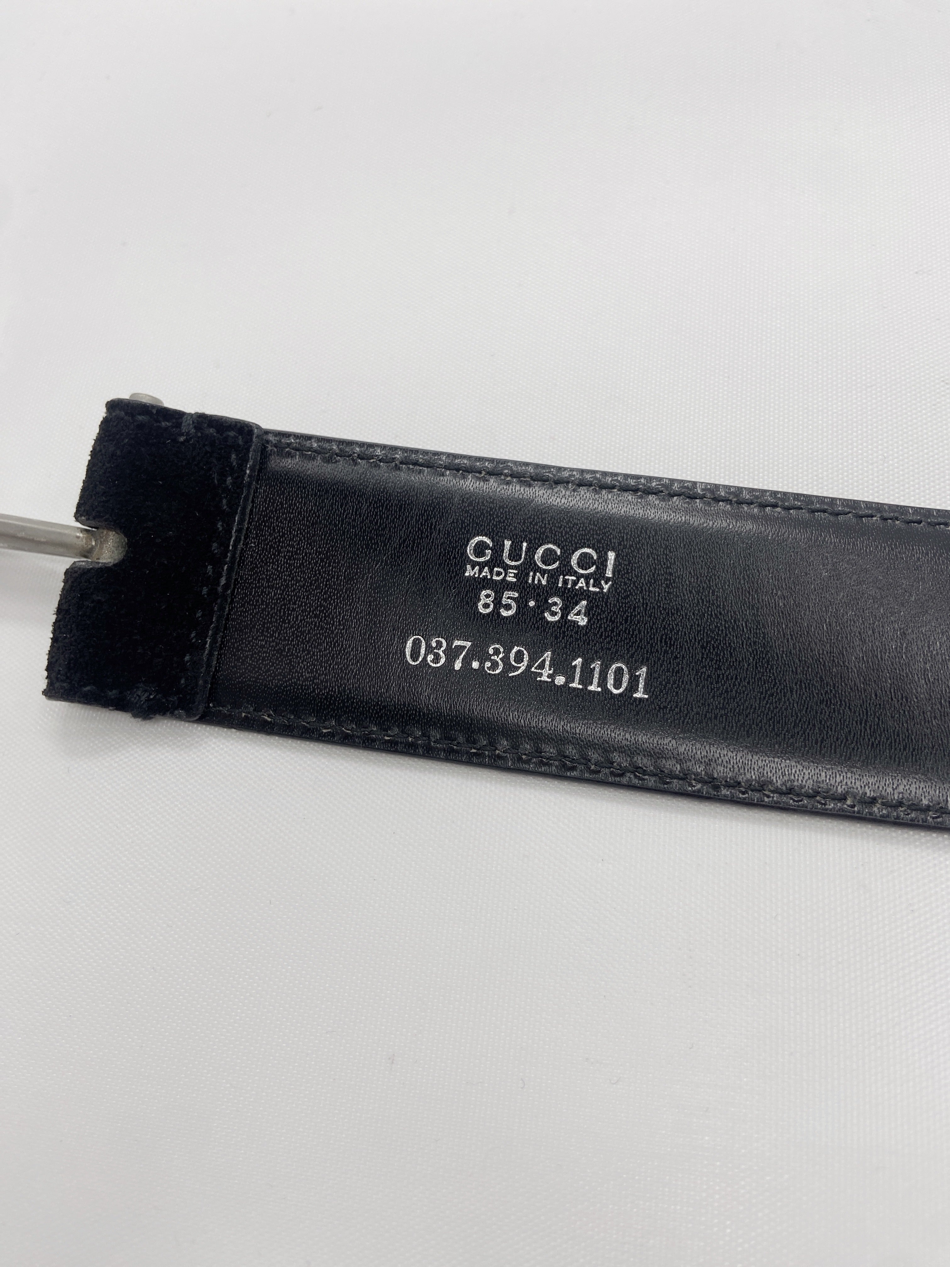 Gucci Spring 1996 Tom Ford “G” Emblem Black Suede Belt 34 - 10