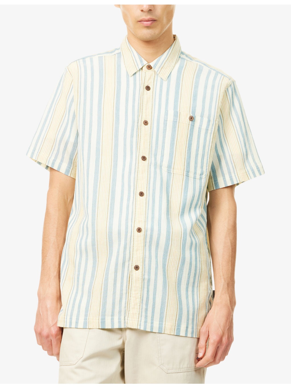 Stripe-Print Short-Sleeve Cotton Shirt - 3