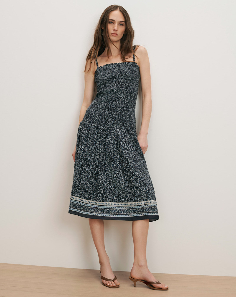 VERONICA BEARD MARIETTA SHIRRED MIDI DRESS outlook