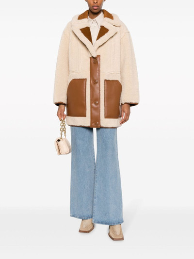 STAND STUDIO single-breasted faux-shearling coat outlook