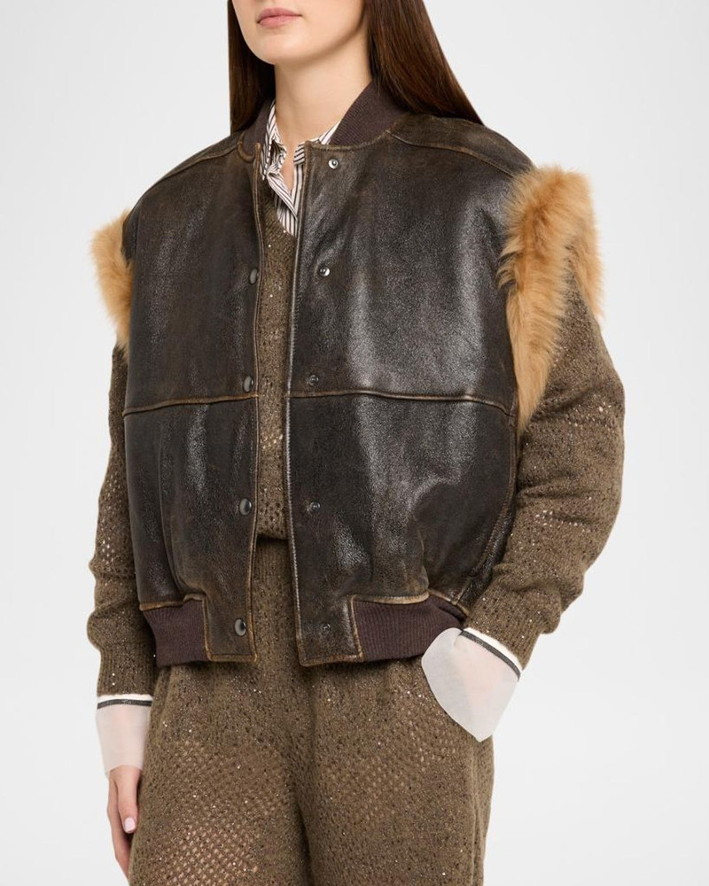 Lamb Shearling Trim Vintage Aviator Vest 4