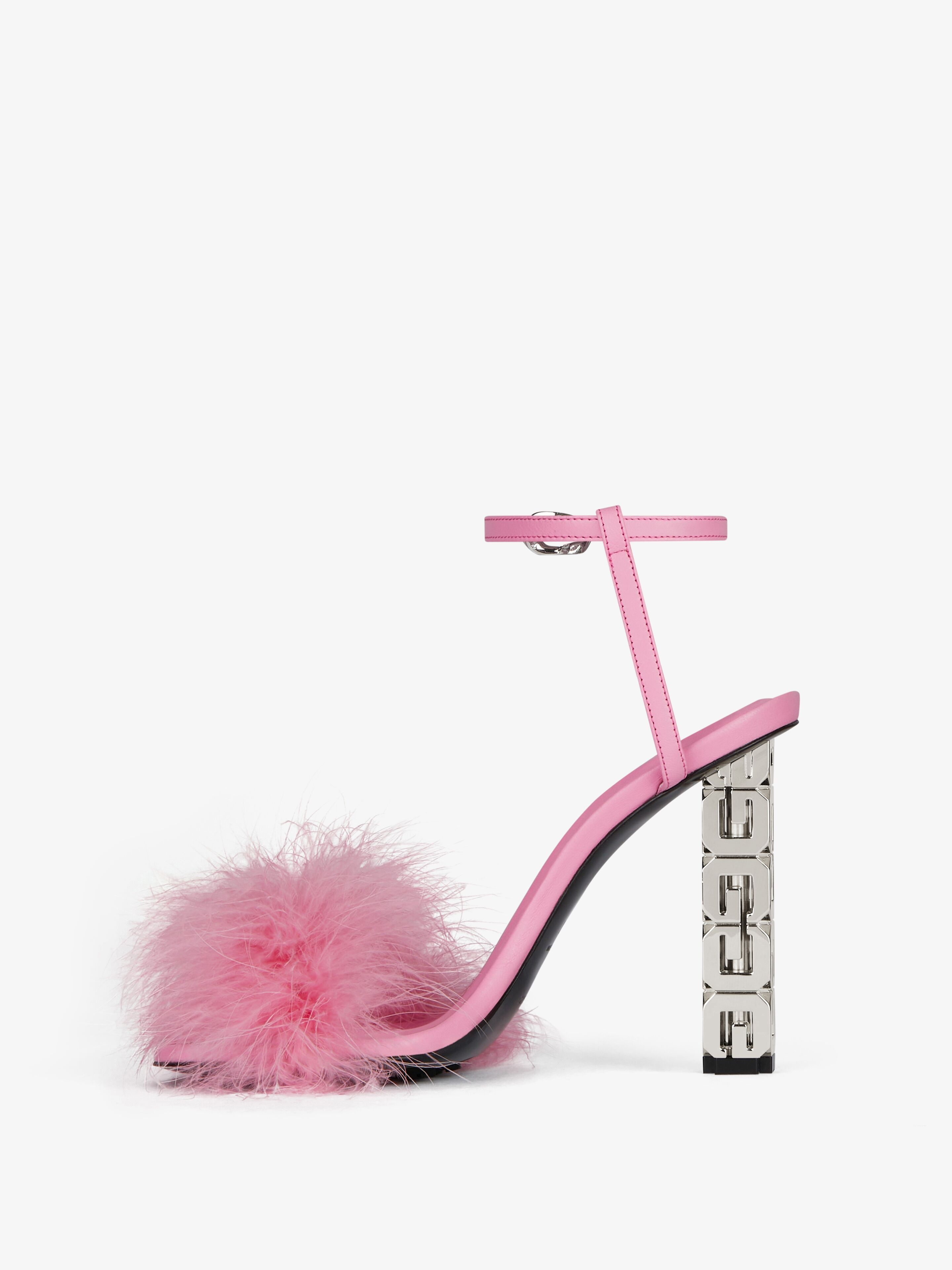 G CUBE SANDALS IN FEATHERS AND LEATHER - 3