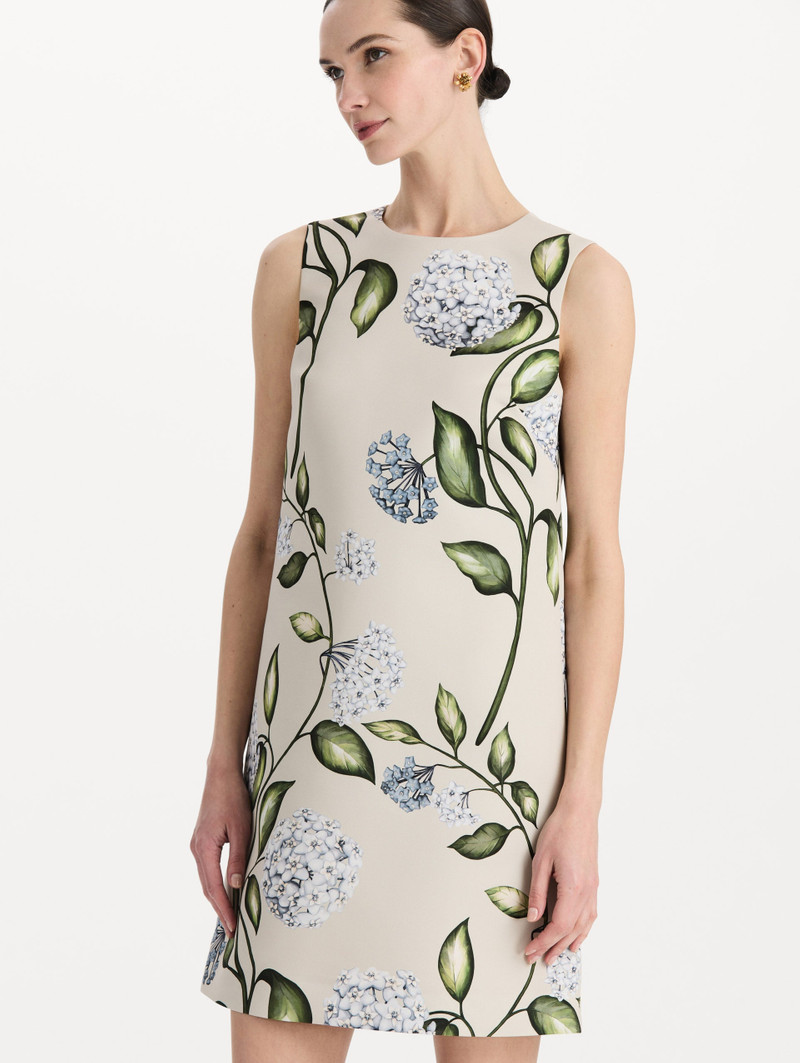 PORCELAIN FLOWER FAILLE SHIFT DRESS 5