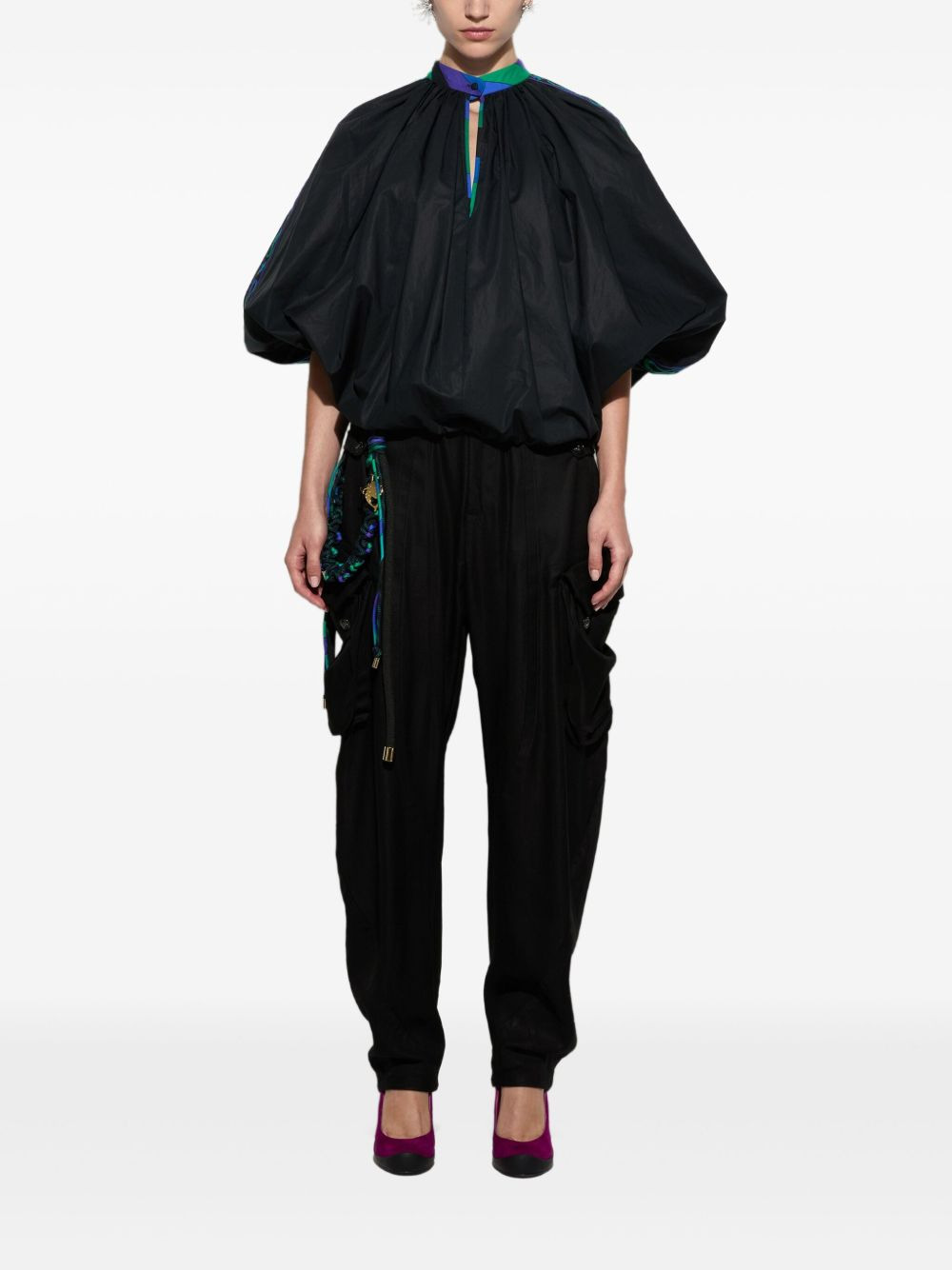 mandarin-neck embroidered blouse - 2