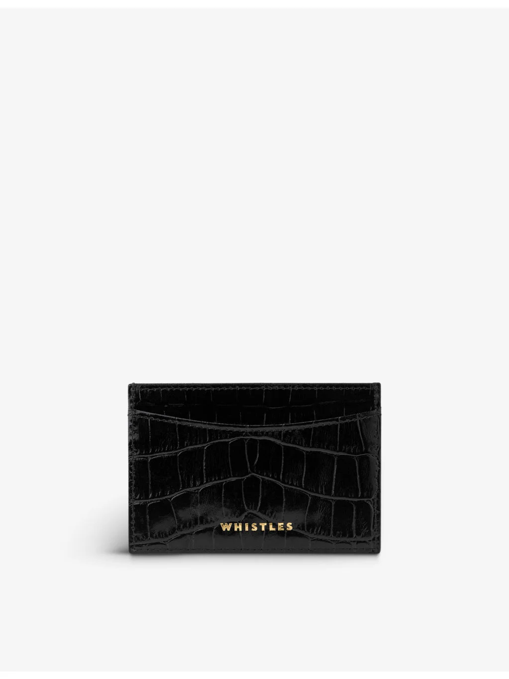 Branded croc-embossed shiny leather card holder - 1