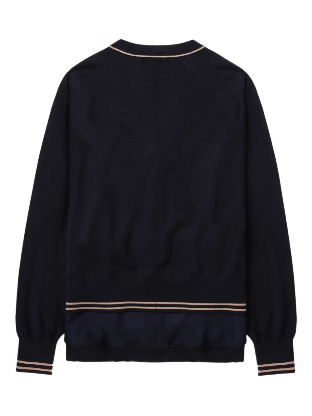 chiffon-hem V-neck wool cardigan - 6