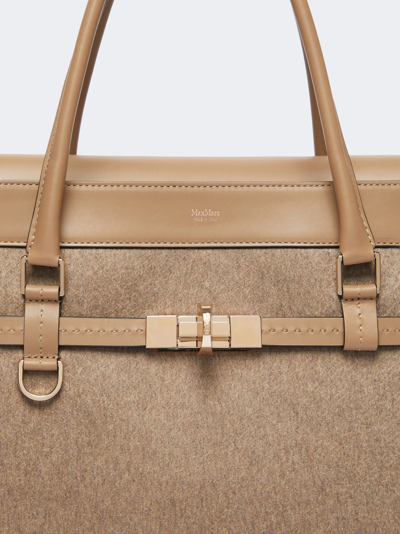 MARGAUX25WS Cashmere and leather handbag - BROWN 5
