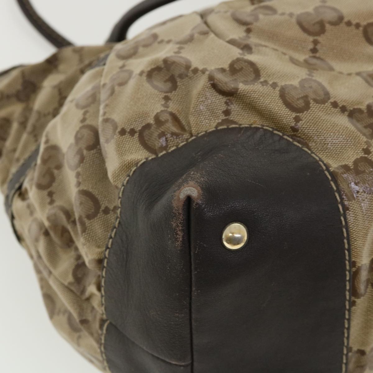 GUCCI GG Canvas Tote Bag Coated Canvas Beige Dark Brown - 14