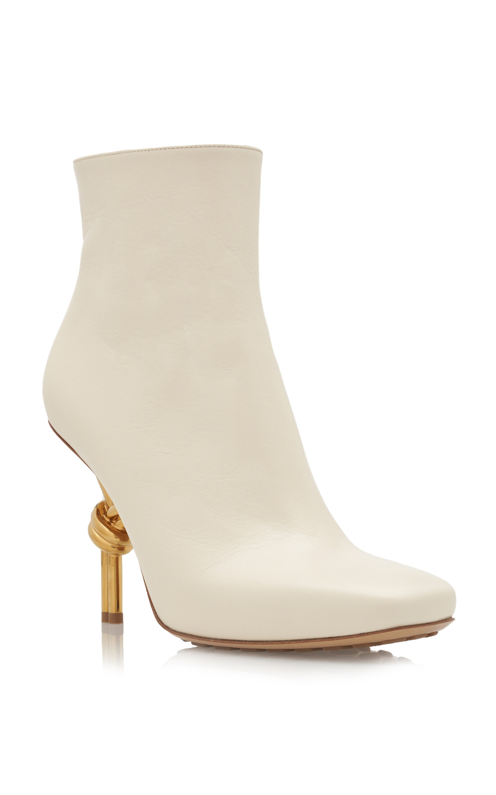 Knot Leather Ankle Boots off-white - 5