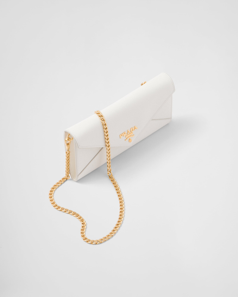 Saffiano leather wallet with shoulder strap 1