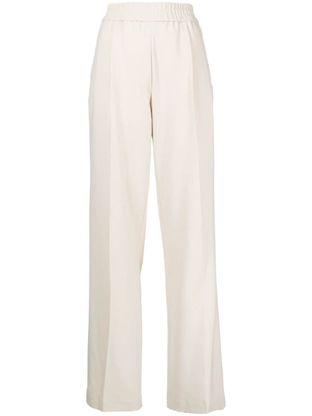 piped-trim detail wide-leg trousers - 1