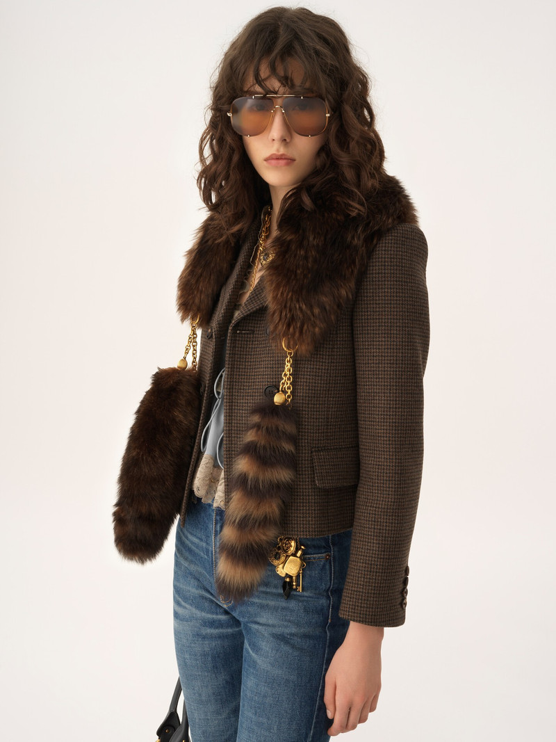 DOUBLE-BREASTED FITTED JACKET IN HOUNDSTOOTH WOOL 3