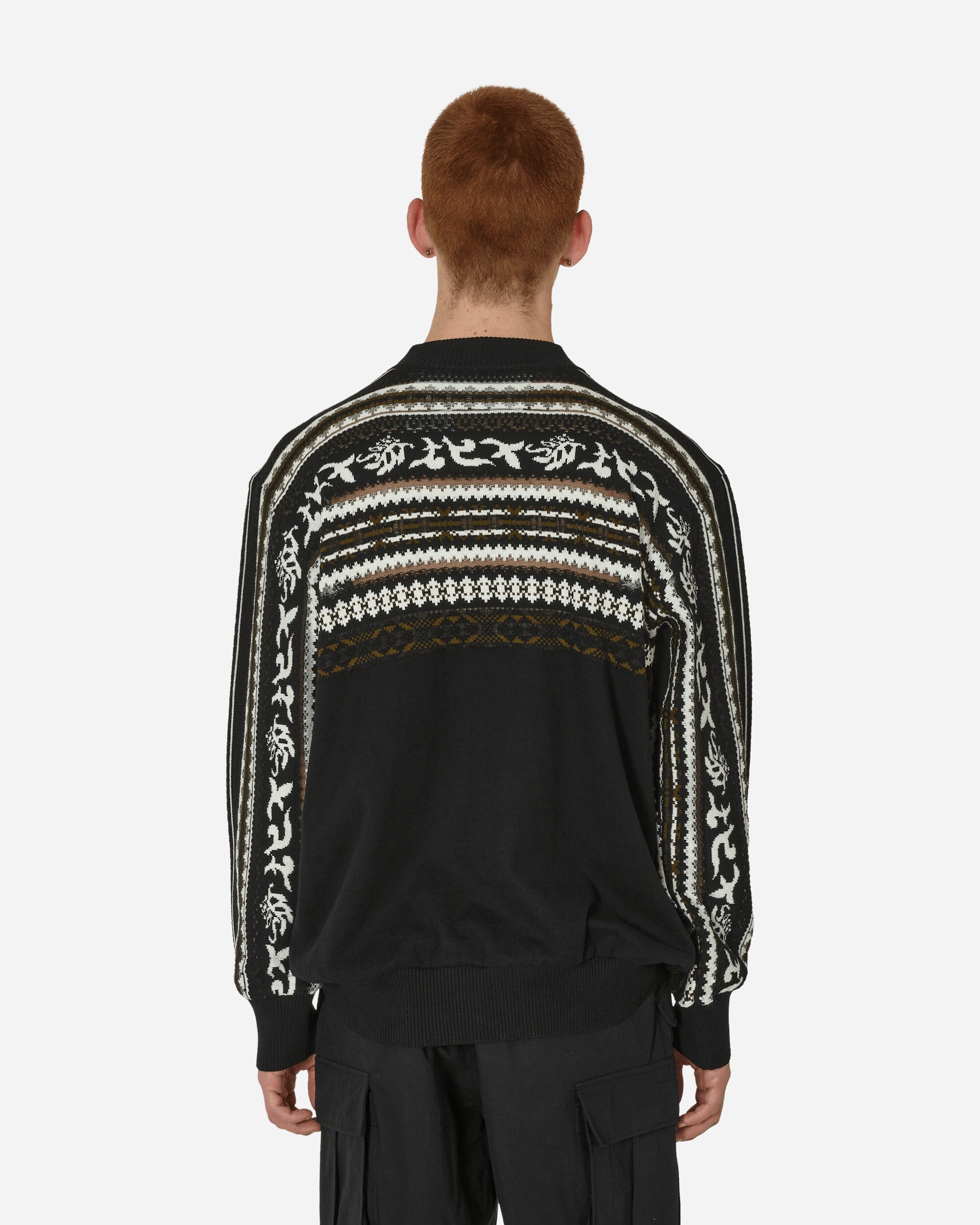 Floral Jacquard Knit Sweater Black / Off White - 3