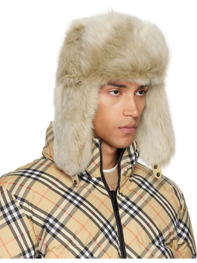 Burberry Beige Shearling Trapper Hat outlook