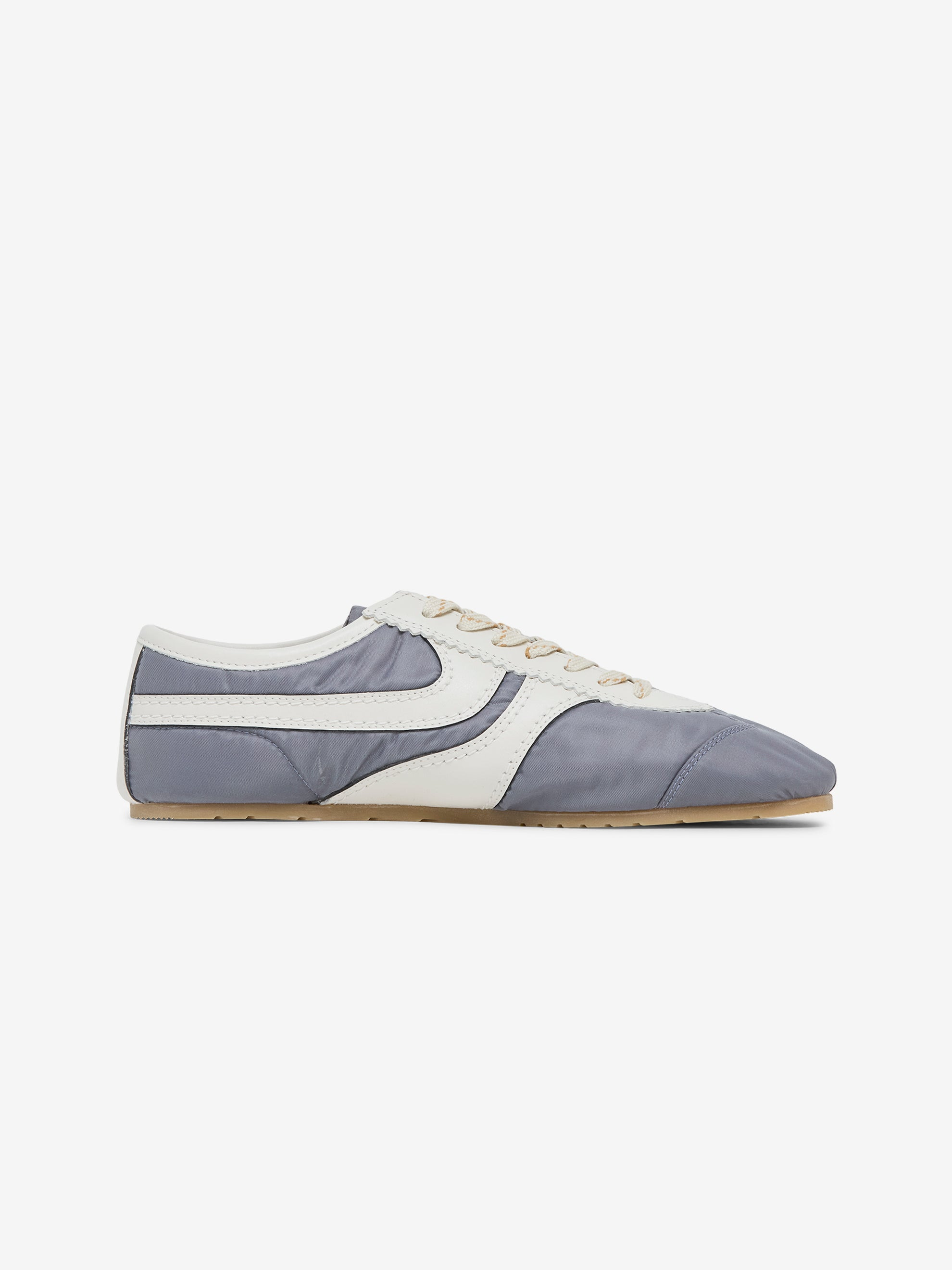 FABRIC COMBINED WITH LEATHER SNEAKERS (LIGHT BLUE) - 3