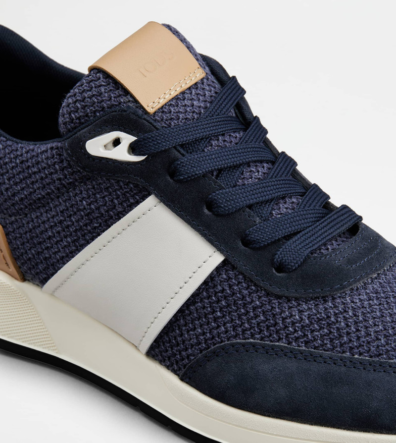 SNEAKERS IN LEATHER AND TECHNICAL FABRIC - BLUE 5