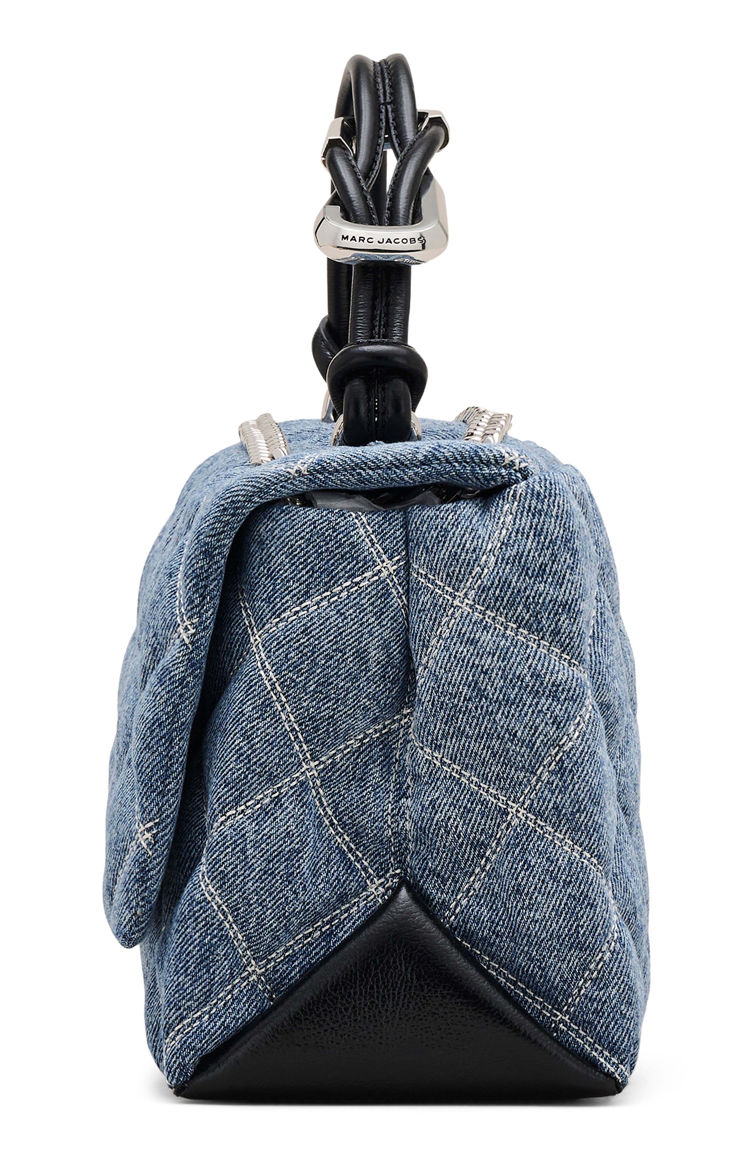Marc Jacobs The Quilted Denim Dual Chain Shoulder Bag in Light Wash Indigo at Nordstrom - 6