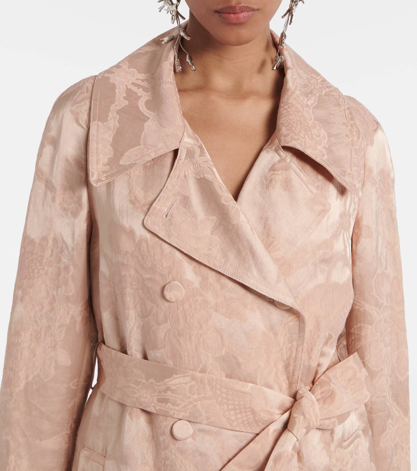 Floral linen-blend jacquard coat - 4