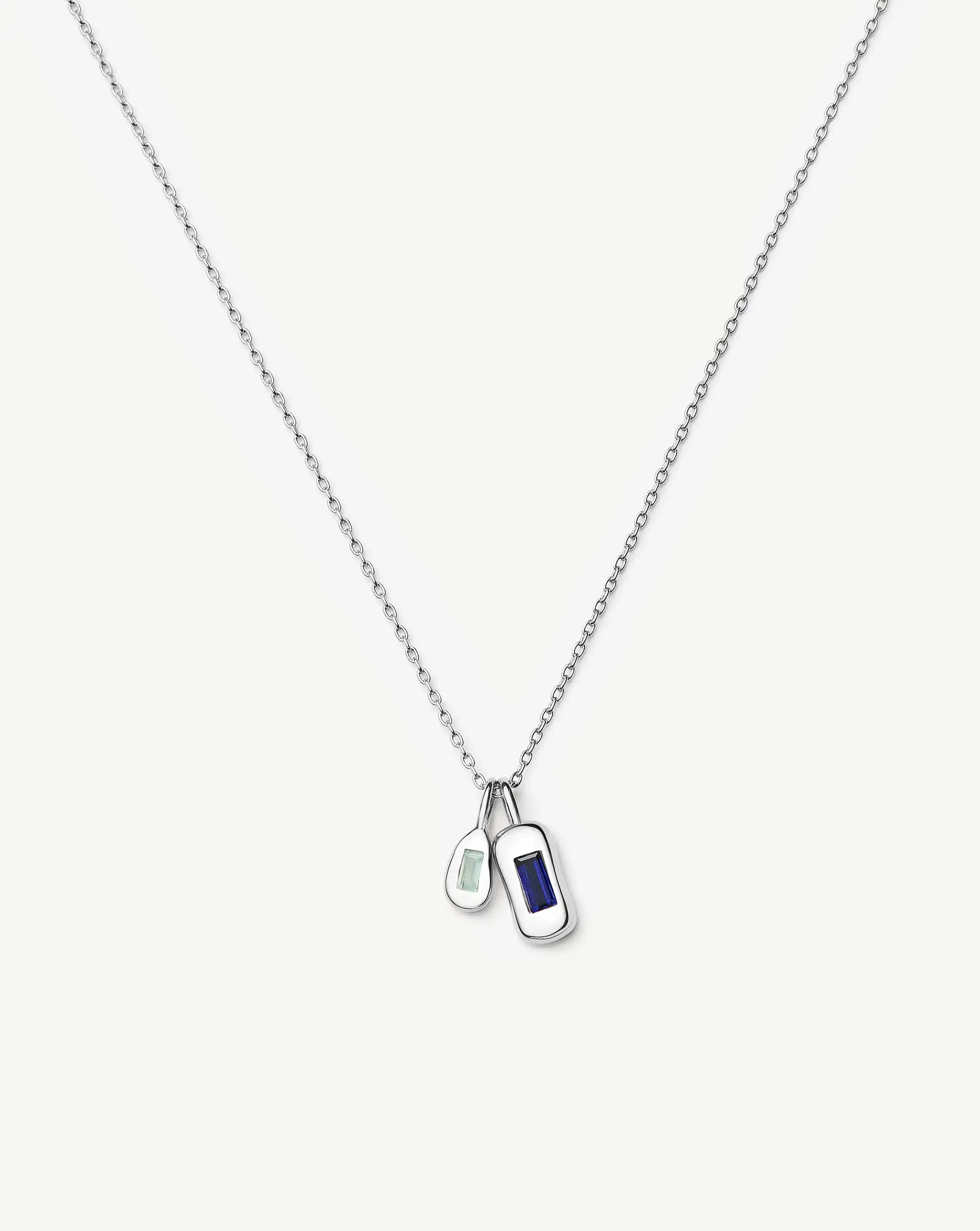 Molten Gemstone Bean Pendant Necklace - 1