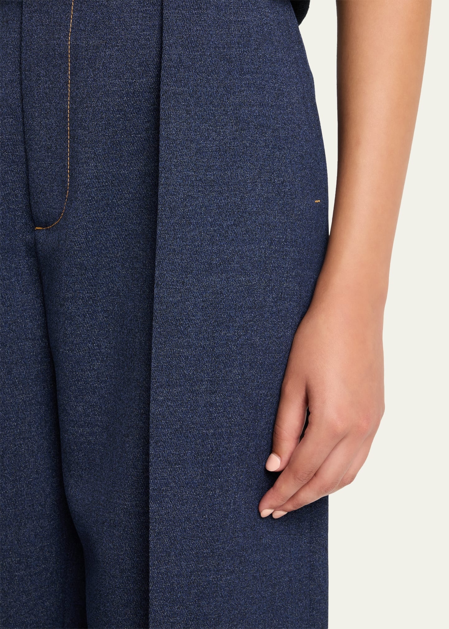 Melange Wool Drill Pleated Tapered-Leg Trousers - 5