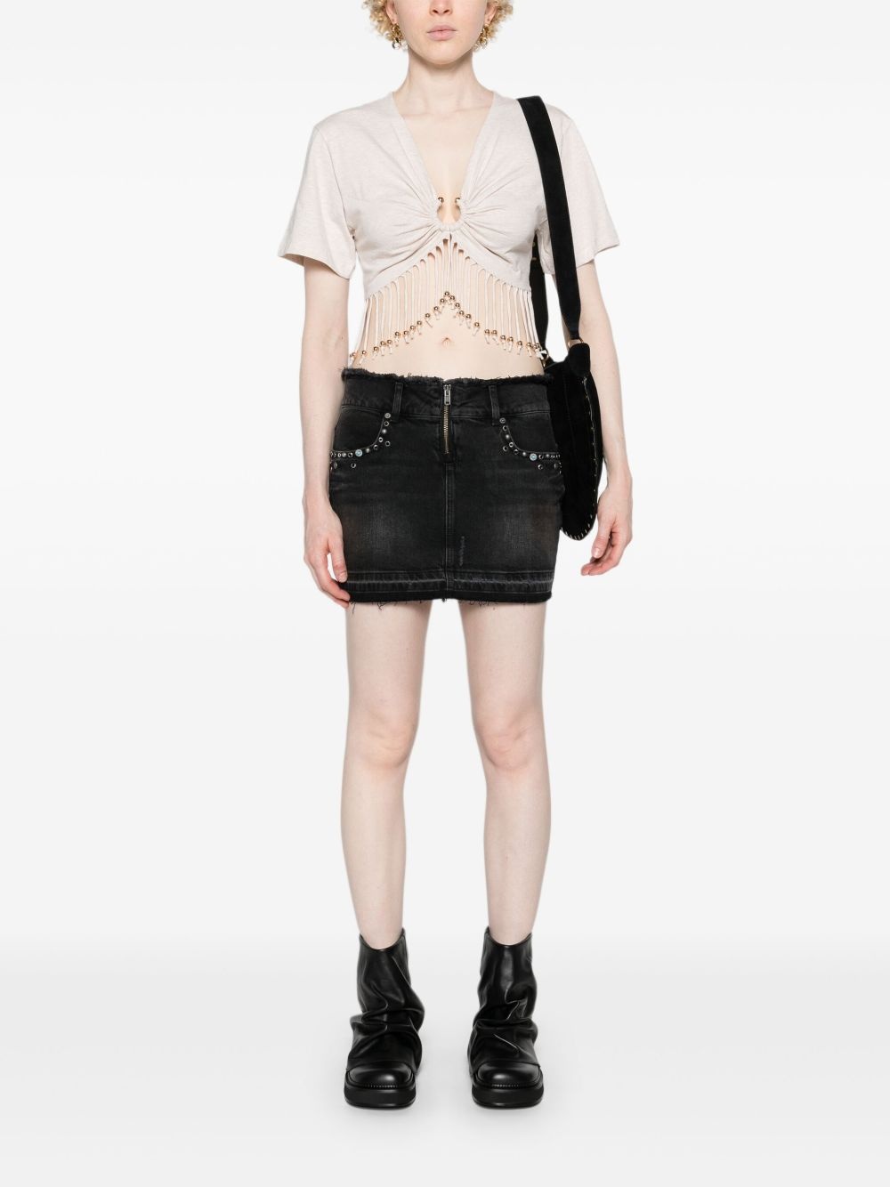 frayed-brim denim miniskirt - 2