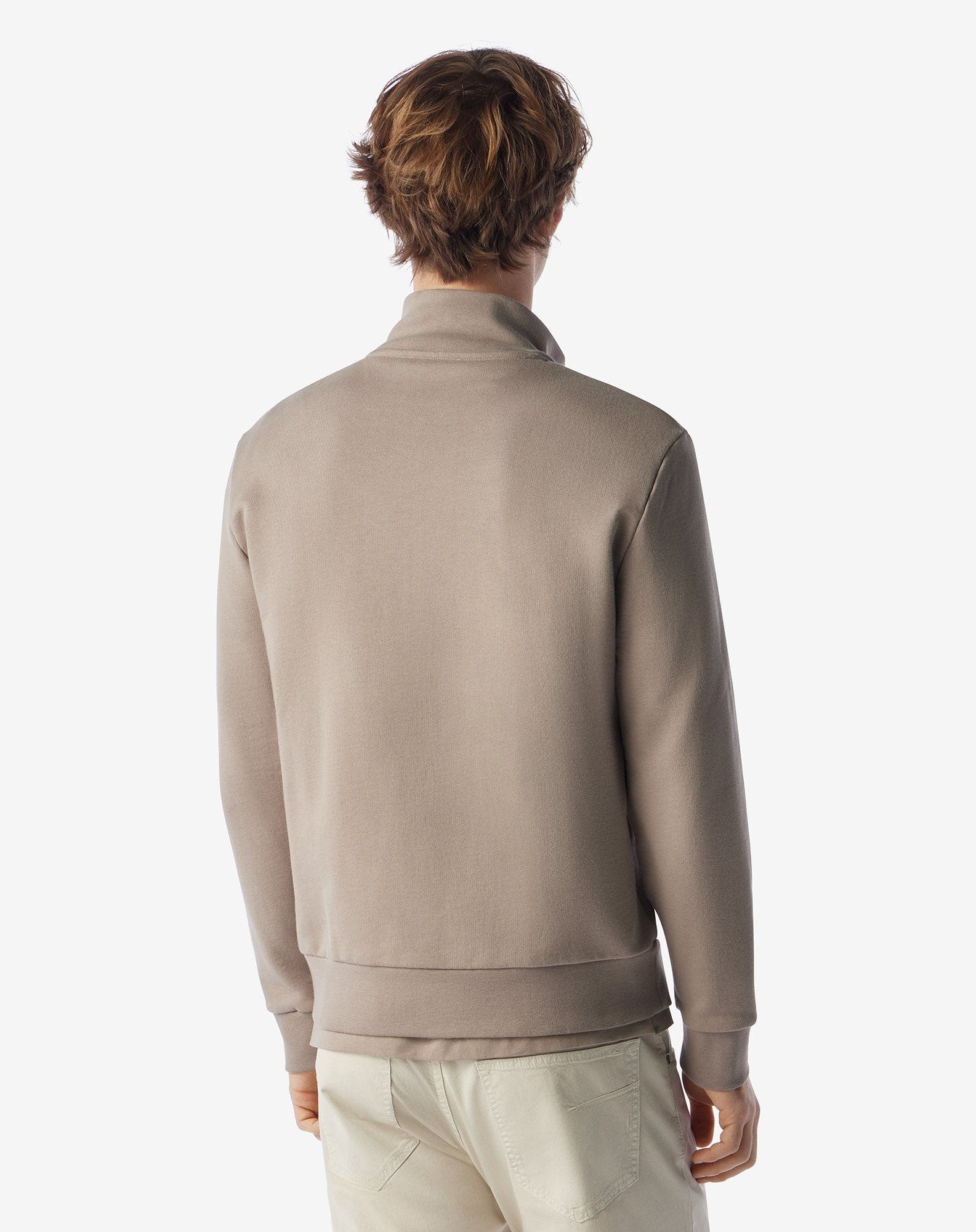 Beige cotton blend full-zip sweatshirt - 3