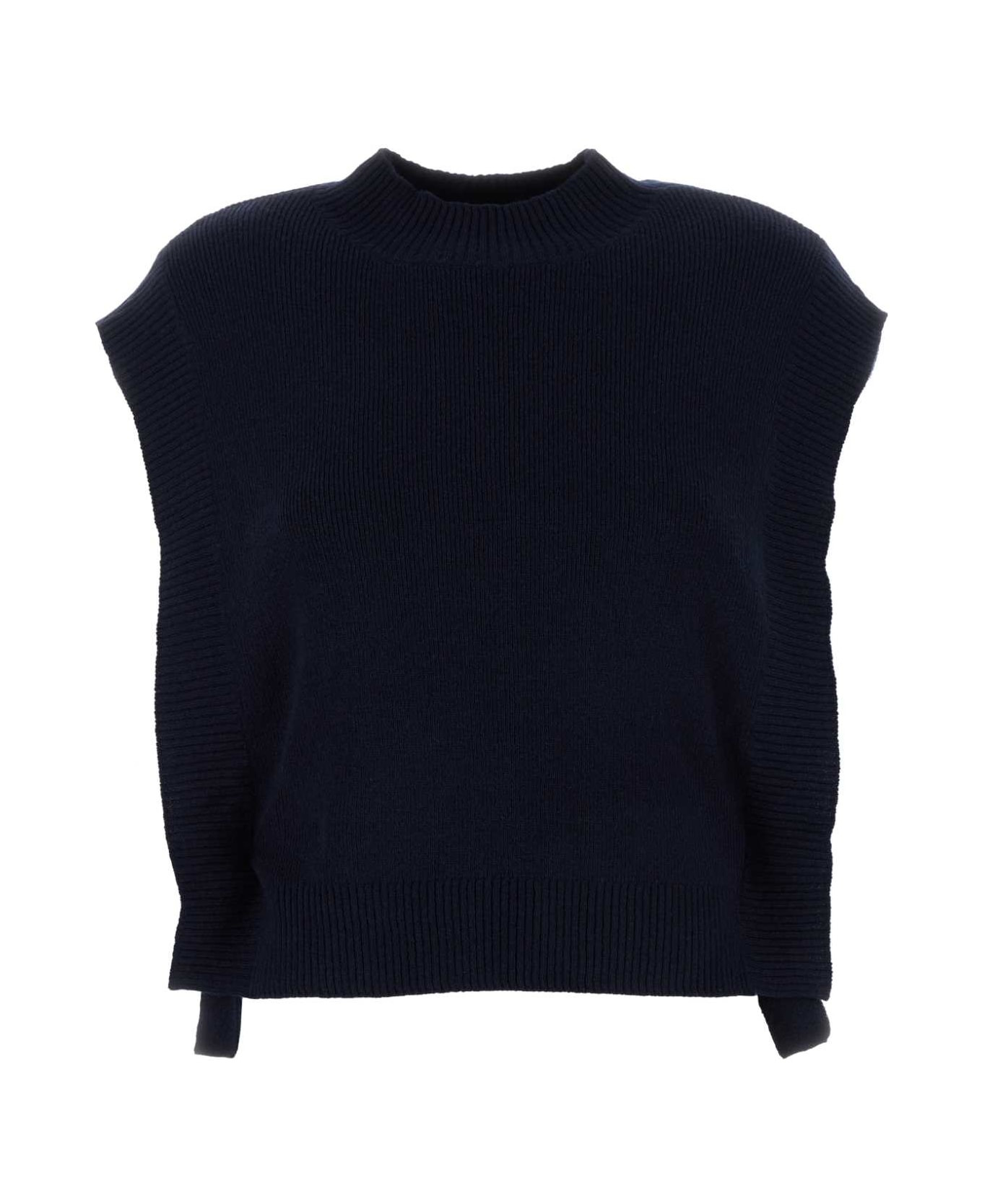 Navy Blue Wool Mathilde Vest - 1