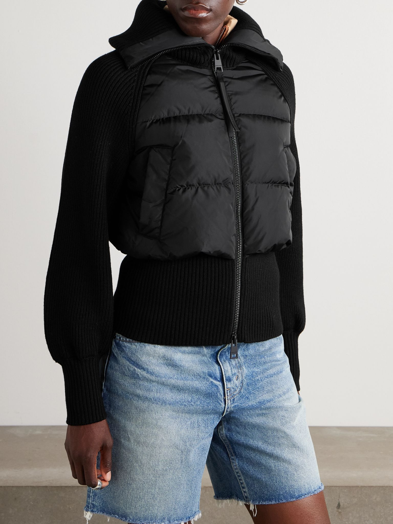 Hybridge® Astoria wool-trimmed quilted shell down jacket Black - 3