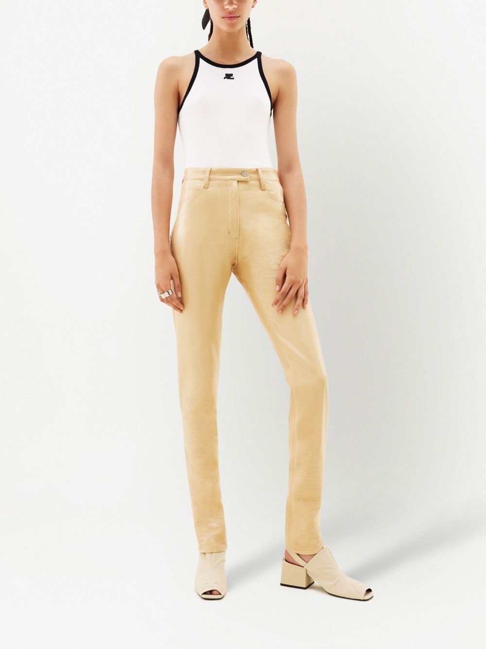 slim-fit vinyl trousers - 2