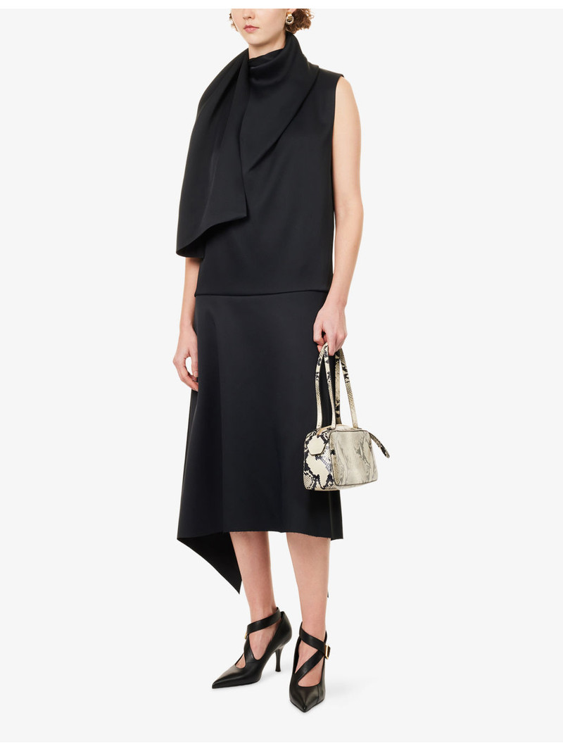 KHAITE Loell Draped Woven Midi Dress outlook