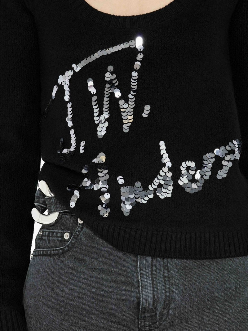 SCOOP NECK SEQUINS LOGO JUMPER 5