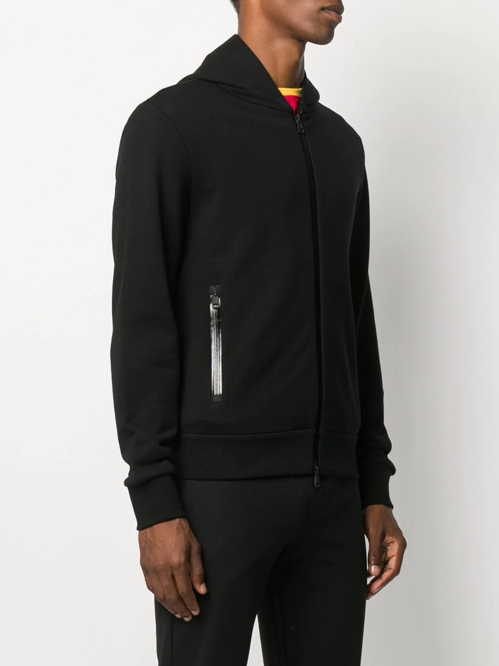 logo-embroidered trim hoodie - 3