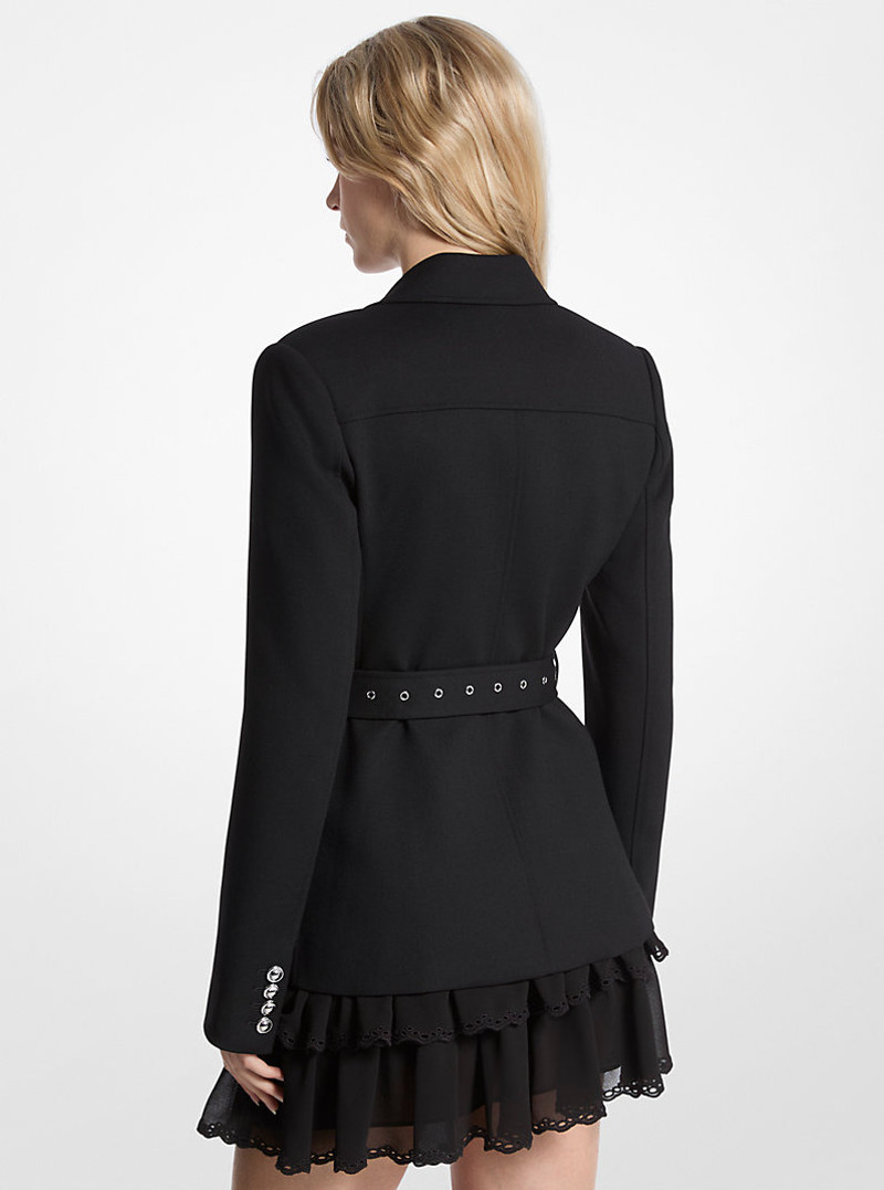 MICHAEL KORS Stretch Wool Blend Belted Utility Blazer outlook
