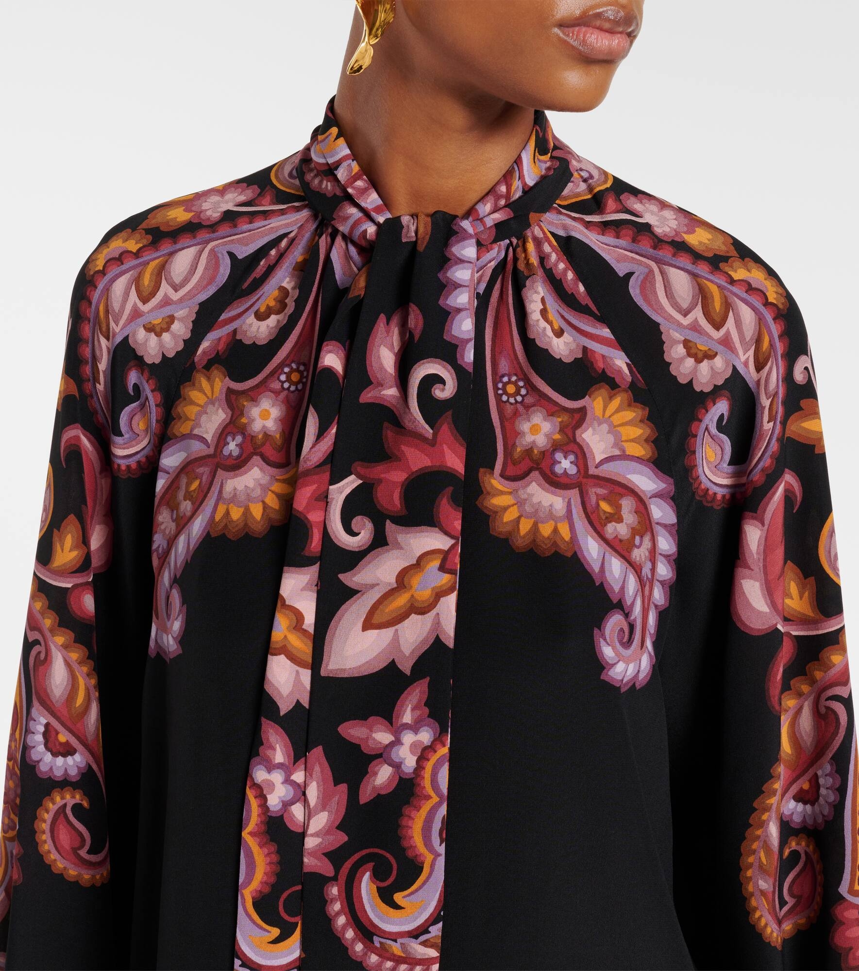 Paisley tie-neck silk blouse - 4